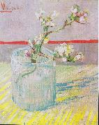 Vincent Van Gogh Flowering almond tree branch in a glass oil